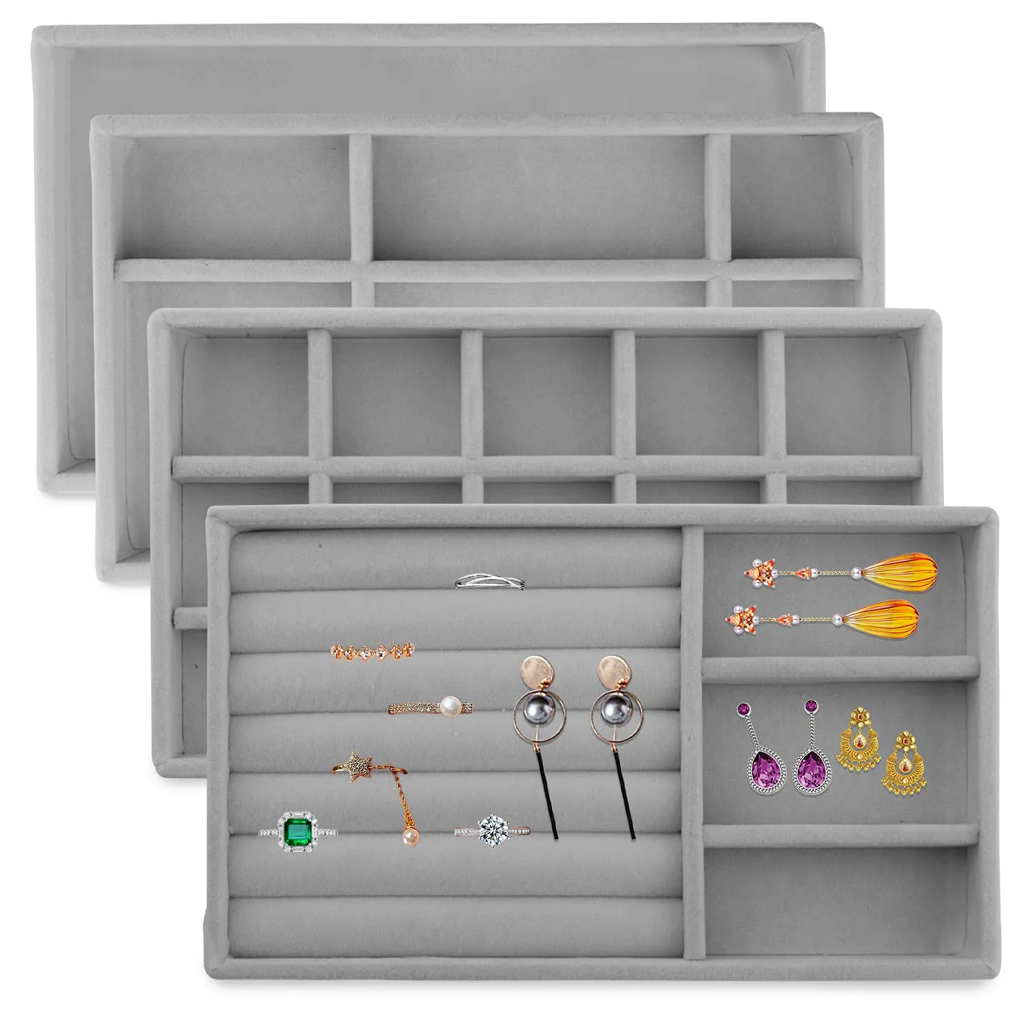 4 Packs(Pcs) Velvet Jewellery Tray